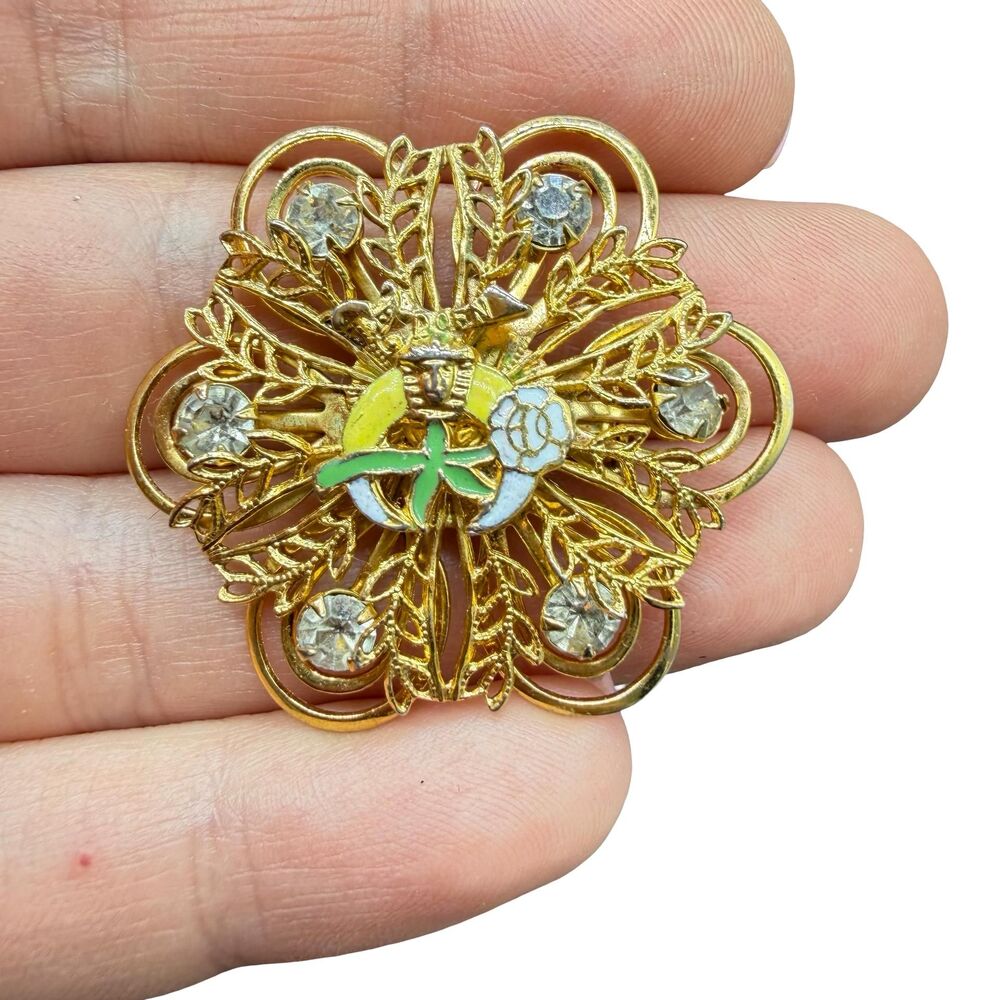 Vintage Jewelry flower moon brooch pin
